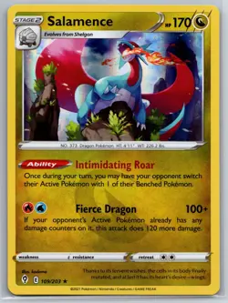 NM Salamence 109/203 Reverse Holo Evolving Skies Pokemon 2021 - Image 1