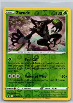 NM Zarude 019/198 Reverse Holo Rare Chilling Reign Pokemon 2021 - Image 1