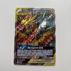 Pokemon TCG Moltres Zapdos Articuno GX SM210 Hidden Fate Promo. Stain glass. NM - Image 1