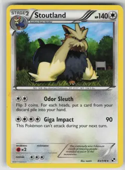 MP Stoutland 83/114 Rare Black & White Pokemon 2011 - Image 1