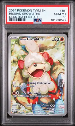 Pokemon Hisuian Growlithe Twilight Masquerade 181/167 PSA 10 - Image 1