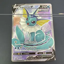 Pokemon TCG Vaporeon v Evolving Skies Holo Ultra Rare Card 172/203 NM - Image 1