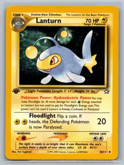 Lanturn 38/111 Uncommon Neo Genesis Pokemon 1st Edition Lightly Played - Image 1