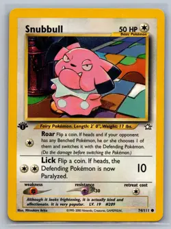 Snubbull 74/111 Common Neo Genesis Pokemon 1st Edition Lightly Played - Image 1