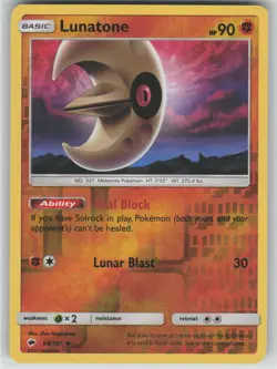 LP Lunatone 68/147 Reverse Holo Uncommon Burning Shadows Pokemon 2017 - Image 1