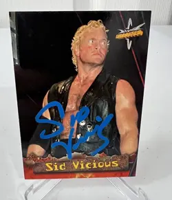 1999 Topps WCW Embossed #12 Sid Vicious On Card Auto Coa Hand Signed - Image 1