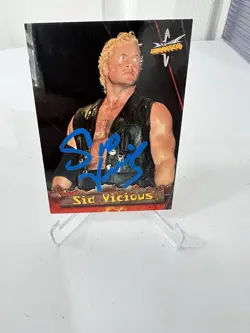 1999 Topps WCW Embossed #12 Sid Vicious On Card Auto Coa Hand Signed - Image 2