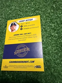 Grant Besser Savannah Bananas Baseball Card 2026 Choice RC Banana Ball #20 AR1 - Image 2