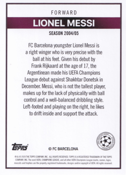 Lionel Messi Barcelona Topps UEFA Champions League Lost Rookie Card RC - Image 3