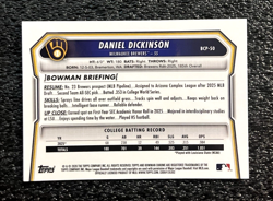 Daniel Dickinson - 2026 Bowman Chrome 1st Bowman #BCP-50 Green Reptilian #/99 - Image 2
