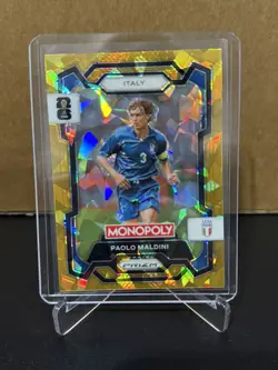 2026 Panini Prizm Monopoly FIFA WC - Paolo Maldini #37 Gold Cracked Ice Prizm - Image 1
