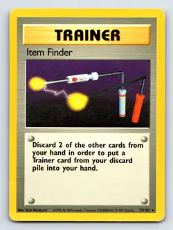 Item Finder 74/102 Rare Base Set Unlimited Pokemon Heavily Played - Image 1