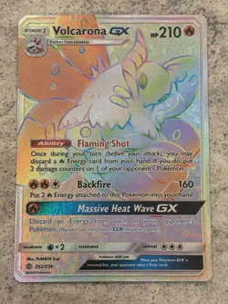 Volcarona GX 252/236 SM - Cosmic Eclipse Rainbow Secret Rare Pokemon Card - Image 1