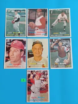 Lot Of 7 1957 Topps Baseball Cards See Pics VG-EX - Image 1