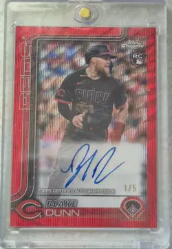 2025 Topps Chrome Blake Dunn Rookie Red Wave Refractor Auto /5 #RA-BD - Image 1