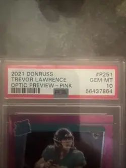 2021 Panini Donruss - Rated Rookie Trevor Lawrence #P-251 Optic Holo Pink... - Image 3