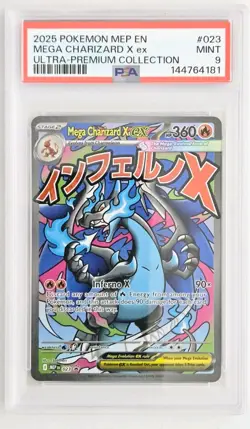 2025 POKEMON MEP EN-ME BLACK STAR PROMO #023 MEGA CHARIZARD X EX PSA 9 - Image 1