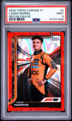 2025 Topps Chrome F1 Lando Norris #5 Red RayWave /5 PSA 9 - Image 1