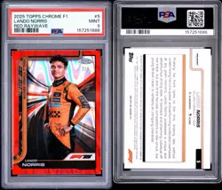 2025 Topps Chrome F1 Lando Norris #5 Red RayWave /5 PSA 9 - Image 3