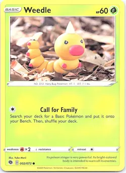 Weedle Champion's Path 002/073 Common Pokemon Near Mint Pokemon Card - Image 1