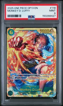 2025 ONE PIECE OP13 CARRYING ON HIS WILL 118 OP13-118 MONKEY D. LUFFY PSA 9 MINT - Image 1