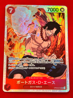 One Piece Card Game Portgas D.Ace SR Super Rare Holo OP02-013 Bandai Japan Anime - Image 1