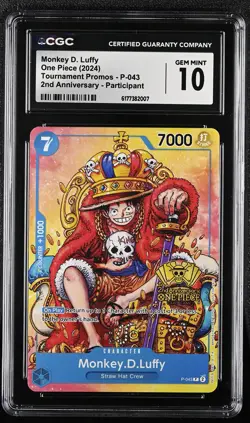 2024 One Piece Tournament Promos Monkey.D.Luffy 2nd Anniversary #P-043 CGC 10 - Image 1