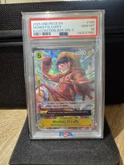 2025 One Piece EN OP07-109 Monkey D. Luffy Illustration Box Vol.3 Foil PSA 10 - Image 1