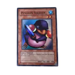 YuGiOh Card Penguin Soldier SDJ-022 Aqua Effect Flip 1st Edition Holo Rare MP/LP - Image 1