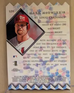 1999 Topps Chrome LORDS OF THE DIAMOND #5 Mark McGwire RARE DIE CUT INSERT - Image 2