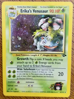 Erika's Venusaur Pokemon Card WOTC Holo Rare 4/132 Gym Challenge Vintage MP-HP - Image 1