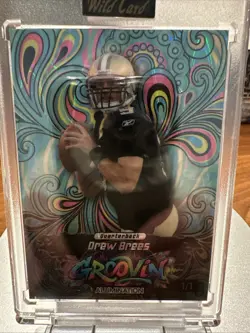 🔥Wild Card Alumination Just the Hits Groovin' Drew Brees 1/1 Football 2026🔥 - Image 1