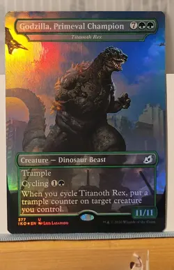 Mtg FOIL GODZILLA, PRIMEVAL CHAMPION BORDERLESS NM IKO 377 -Argo- - Image 3