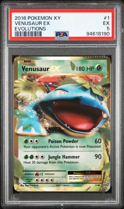 2016 POKEMON XY EVOLUTIONS 1 VENUSAUR EX PSA 5 - ERROR Card CRIMPED 1 of 1 - Image 1