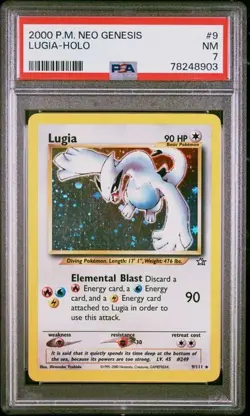 Lugia 9/111 Pokemon TCG Neo Genesis Unlimited Holo Rare PSA 7 NM - Image 1