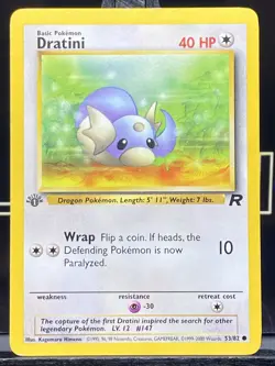 Dratini 53/82 Common 1st Edition Regular Pokemon TCG Team Rocket 1999 WOTC LP - Image 3