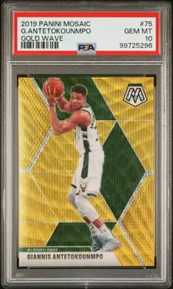 2019 Panini Mosaic Giannis Antetokounmpo #75 Gold Wave PSA 10! - Image 1