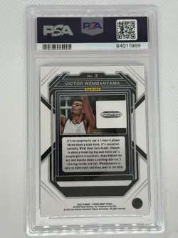 2023-24 Panini-Prizm Draft Picks - Victor Wembanyama #2 RC PSA 9 Mint - Image 2