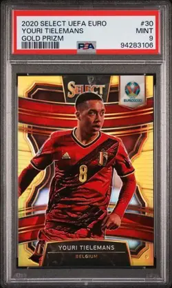 2020 PANINI SELECT UEFA EURO 30 YOURI TIELEMANS GOLD PRIZM PSA 9 /10 - Image 1
