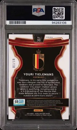 2020 PANINI SELECT UEFA EURO 30 YOURI TIELEMANS GOLD PRIZM PSA 9 /10 - Image 2
