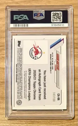 Karim Adeyemi 2020-21 Topps Chrome UCL /150 Blue Refractor Auto PSA 9 RC - Image 2