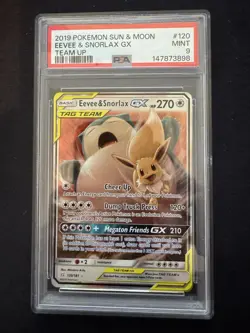 Eevee & Snorlax GX 120/181 Team Up Tag Team PSA 9 MINT Pokemon Card - Image 1