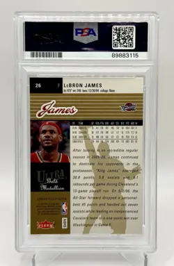 2006 Fleer Ultra Gold Medallion #26 LeBron James Cavaliers PSA 9 MINT SP RARE - Image 2