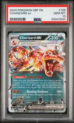 2023 Pokemon Obsidian Flames EN Charizard EX #125 PSA 10 GEM MT - Image 1