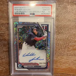 2024 Bowman WALKER JENKINS 1st Chrome Speckle Refractor Auto /299 PSA 10 | Twins - Image 1
