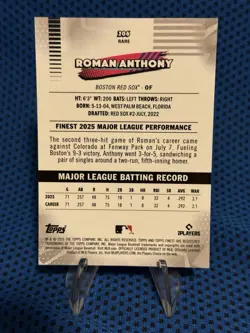 2026 Topps Finest #206 Roman Anthony Rare Gold Mini Diamond 50/50 Bookend RC - Image 2