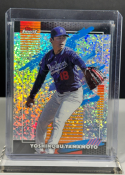 2026 Topps Finest Yoshinobu Yamamoto Mini Diamond Refractor #215 RARE SP Dodgers - Image 1