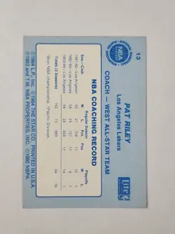 1985 Star Lite PAT RILEY card # 13 - Image 2