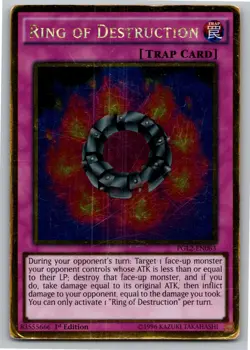 Ring Of Destruction - Gold Rare YUGIOH Card Lightly Played Condition - Image 1