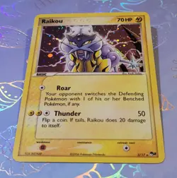 Raikou 3/17 Pop Series 2 Rare Holo Pokemon Card NM - Image 3
